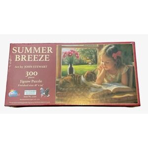 SunsOut Jigsaw Puzzle Summer Breeze  Girl Cat 300 Piece #77201 New Sealed